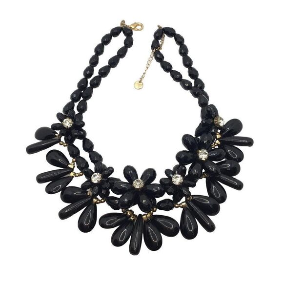 Talbots Flower Necklace Exaggerated Statement Rhinestone Centers Adjustable Leng - Picture 1 of 3
